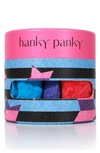 Hanky Panky Holiday Assorted 3-pack Original Rise Thongs In Pink/ Purple/ Turquiose