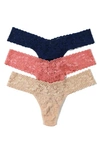 Hanky Panky Holiday Assorted 3-pack Low Rise Thongs In Sand/ Pink/ Blue