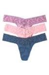 Hanky Panky Holiday Assorted 3-pack Low Rise Cotton Thongs In Purple