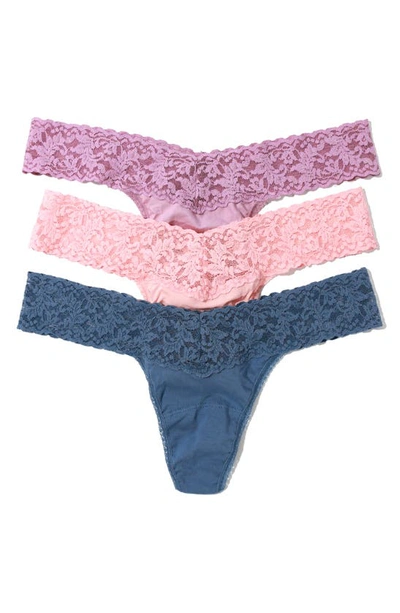 Hanky Panky Holiday Assorted 3-pack Low Rise Cotton Thongs In Purple