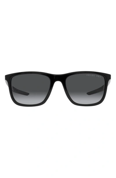 Prada 54mm Gradient Polarized Pillow Sunglasses In Black