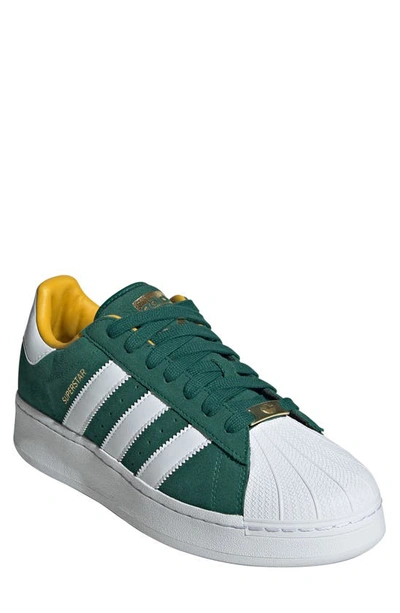 Adidas Originals Superstar Xlg Lace In Green/ White/ Bold Gold