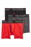 Polo Ralph Lauren 4d 3-pack Boxer Briefs In Charcoal/ Red/ Black