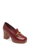 Jeffrey Campbell Honorary Platform Loafer Pump In Red Tan Stack Gold