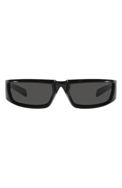Prada 63mm Oversize Rectangular Sunglasses In Black