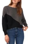 Vince Camuto Asymmetric Colorblock Cotton Blend Sweater In Medium Heather Grey