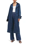 REFORMATION HAYES BELTED ORGANIC COTTON DENIM TRENCH COAT