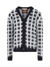 Marni Checked Mohair-blend Cardigan In Black  