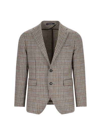 Tagliatore Houndstooth Blazer In Beige