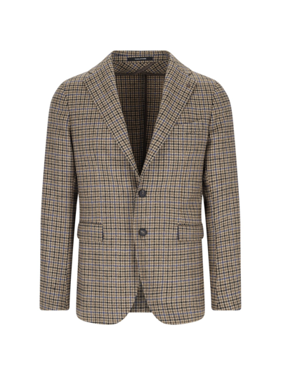 Tagliatore Houndstooth Blazer In Beis