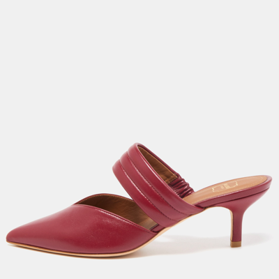 Pre-owned Malone Souliers Burgundy Leather Mathilda Mules Size 35.5