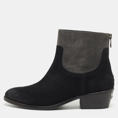 Pre-owned Zadig & Voltaire Black/grey Suede Ankle Boots Size 36
