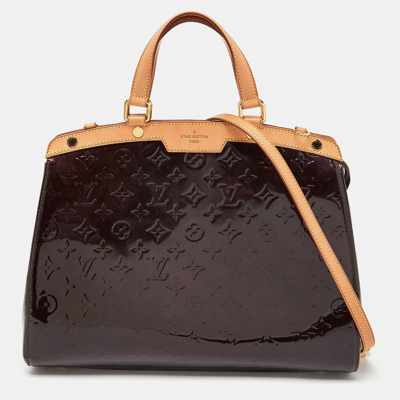 Pre-owned Louis Vuitton Amarante Monogram Vernis Brea Gm Bag In Burgundy