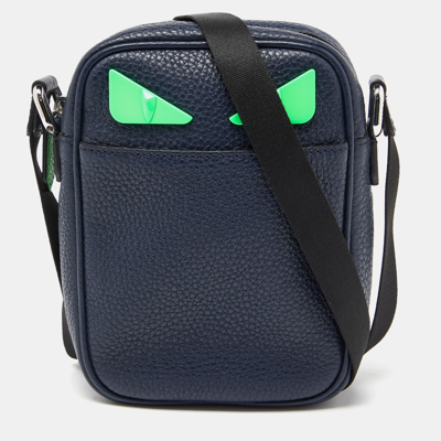 Pre-owned Fendi Blue Leather Monster Eyes Crossbody Bag