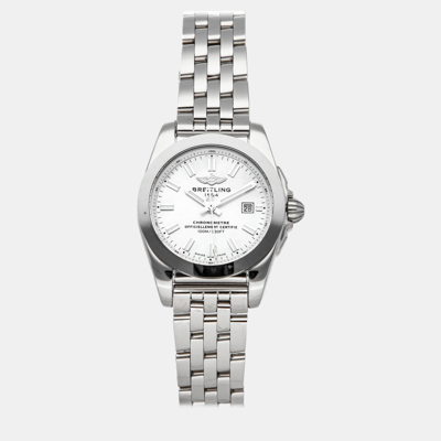 Pre-owned Breitling White Mother Of Pearl Stainless Steel Galactic W72348121a1a1 Quartz Women's Wristwatch 29 Mm