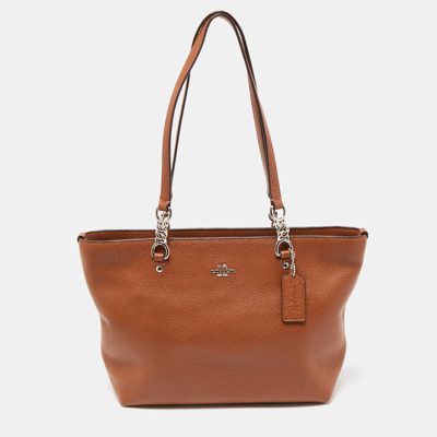 Pre-owned Coach Brown Leather Small Sophia Tote