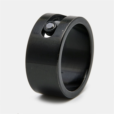 Pre-owned Messika Move Titanium Black Diamond Band Ring Size 56