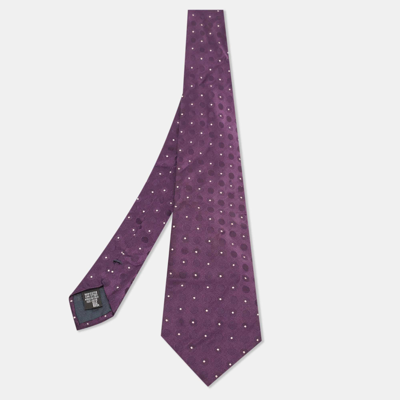 Pre-owned Emporio Armani Purple Patterned Silk Jacquard Tie