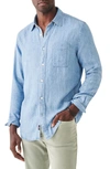FAHERTY THE TRIED & TRUE LYOCELL & LINEN CHAMBRAY BUTTON-UP SHIRT
