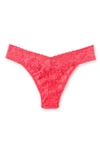 Hanky Panky Stretch Lace Traditional-rise Thong In Vivid Coral