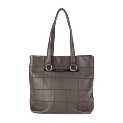 Pre-owned Chanel Chocolate Bar Brown Leather Tote Bag ()