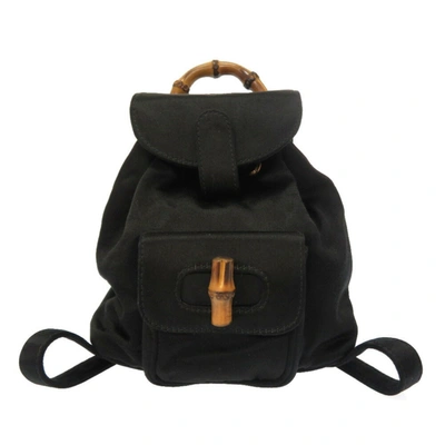 Gucci Bamboo Black Synthetic Backpack Bag ()