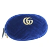 GUCCI GUCCI GG MARMONT BLUE SUEDE CLUTCH BAG (PRE-OWNED)
