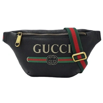Gucci Print Black Leather Shoulder Bag ()
