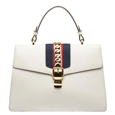 Gucci Sylvie White Leather Shoulder Bag ()