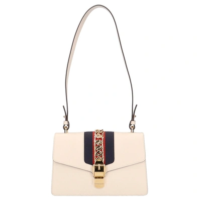 Gucci Sylvie White Leather Shoulder Bag ()