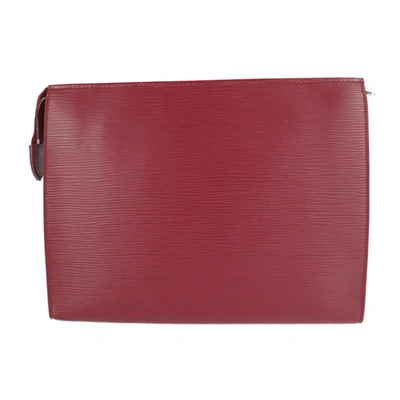 Pre-owned Louis Vuitton Poche Toilette Burgundy Leather Clutch Bag ()