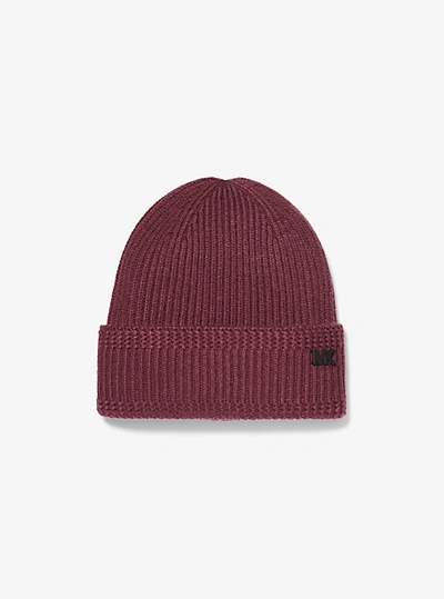 Michael Kors Men's Fisherman Ribbed-cuff Beanie In Merlot