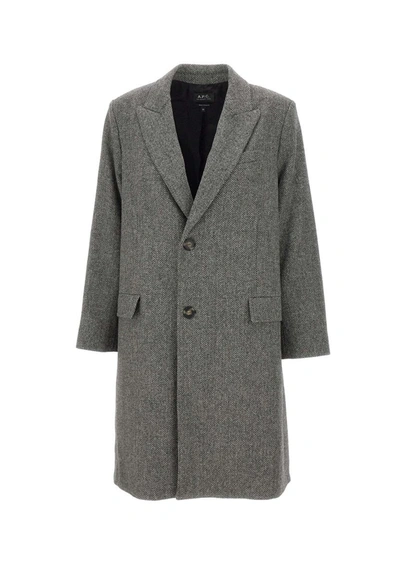 Apc Mallory Wool Coat In Laa Grey
