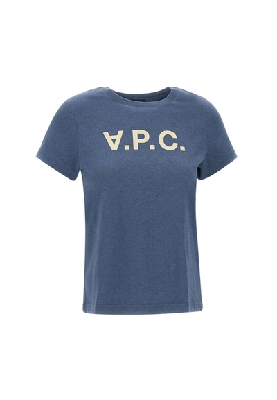 Apc Vpc Logo-print Cotton T-shirt In Blue