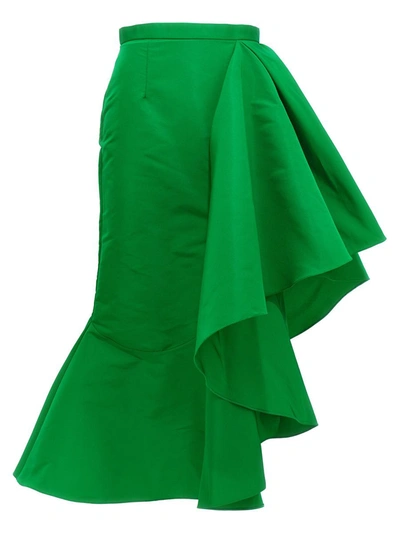 Alexander Mcqueen Asymmetric Draped Skirt In Green