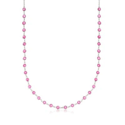 Ross-simons Bezel-set Pink Topaz Necklace In Sterling Silver