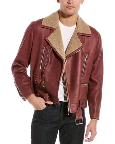 Brunello Cucinelli Leather Moto Jacket In Brown