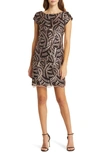 Vince Camuto Embellished Cap Sleeve Sheath Dress In Black Gold