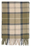 Barbour Galingale Plaid Fringe Scarf In Forest Mist Tartan