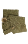 Barbour Ridley Beanie And Scarf Set In Olive