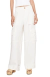 Vince Wide Leg Linen Blend Cargo Pants In Bone