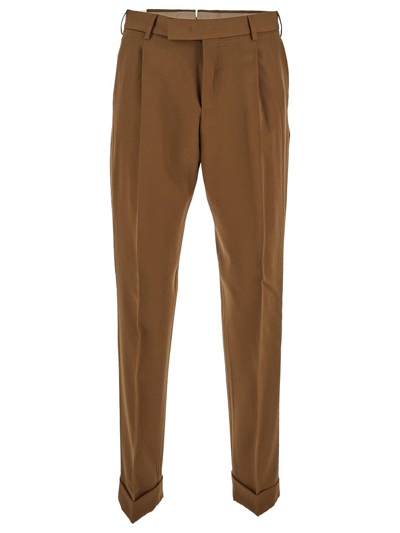 Pt Torino Wool Trousers In Brown