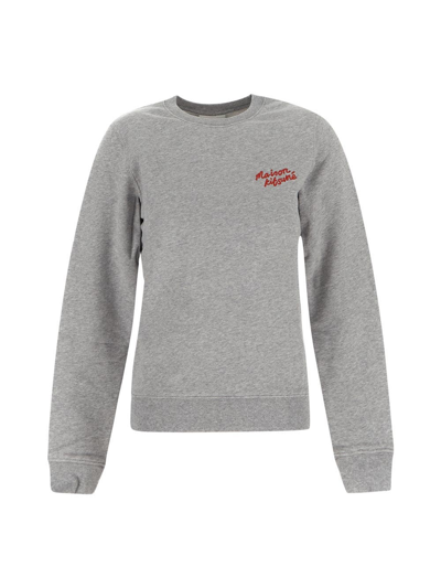 Maison Kitsuné Logo Embroidery Sweatshirt In Grey