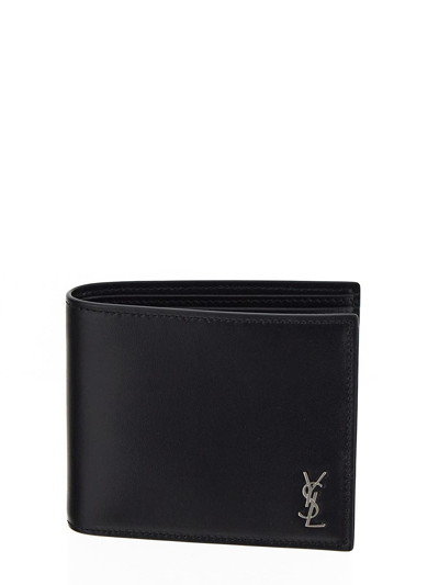 Saint Laurent Tiny Cassandre East/west Wallet In Black