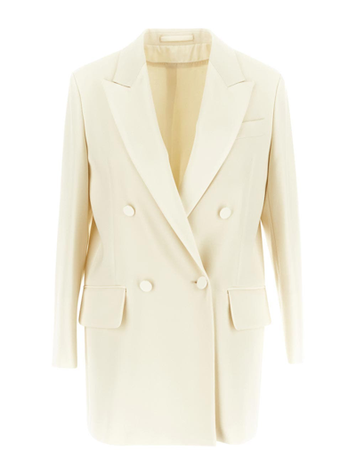 Max Mara Monica Double-breasted Wool Blazer In Beige