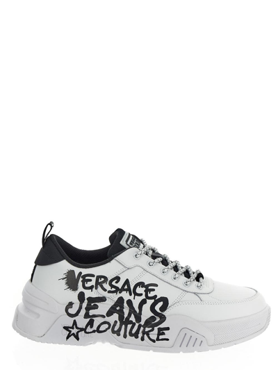Versace Jeans Couture Logo-print Leather Sneakers In White