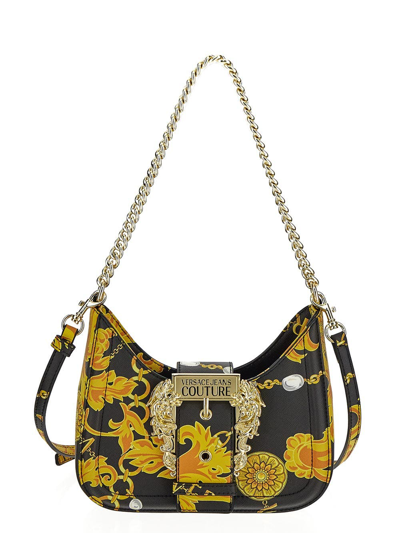 Versace Jeans Couture Baroque-buckle Shoulder Bag In Black