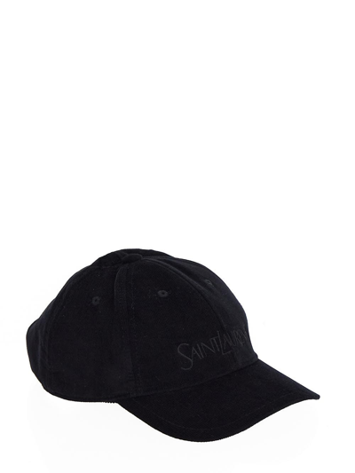 Saint Laurent Vintage Corduroy Baseball Cap In Black