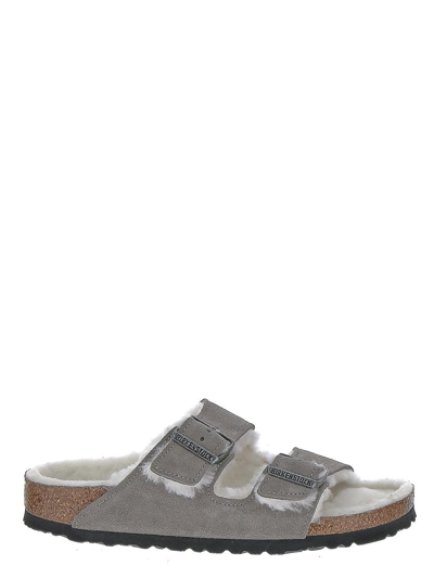 Birkenstock Arizona Shearling Slippers In Grey