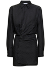 Off-white Off Jacquard Twisted Shirtdress In Nero